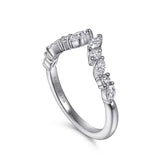 14K White Gold Open V Shape Diamond Ring S2086962